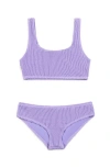 Limeapple Kids'  Crinkle Bikini Swimsuit In Purple