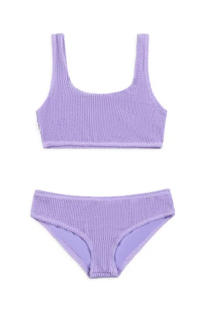 Limeapple Kids'  Crinkle Bikini Swimsuit In Purple