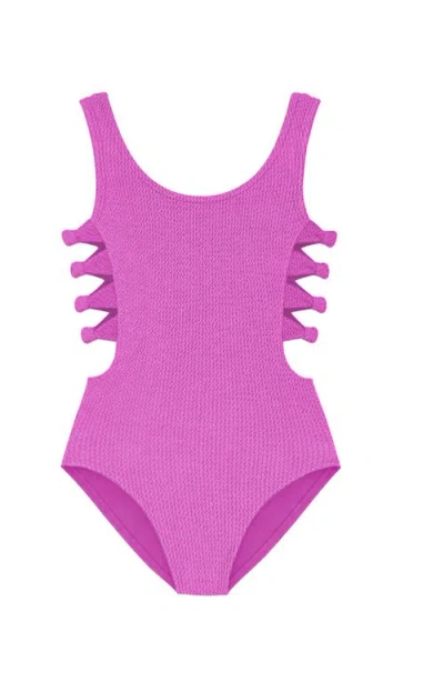 Limeapple Kids'  Crinkle Bow Side Cutout One Piece In Purple