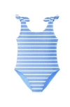 Limeapple Kids'  Crinkle Bow Tie One Piece In Blue
