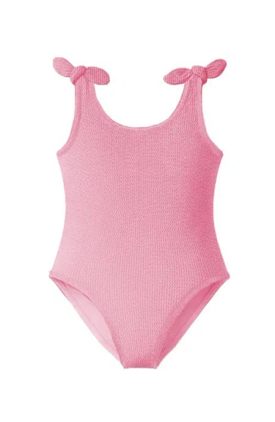 Limeapple Kids'  Crinkle Bow Tie One Piece In Pink