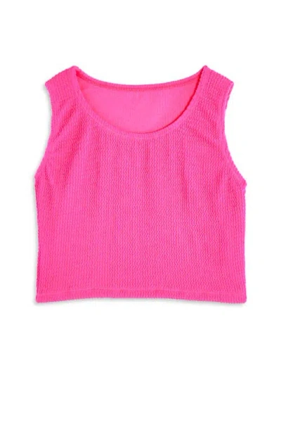 Limeapple Kids'  Crinkle Cropped Tank Top In Pink