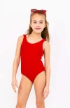 Limeapple Kids'  Crinkle One Piece Swimsuit In Red