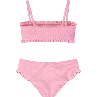Limeapple Kids'  Crinkle Ruffle Bandeau Two Piece Swimsuit In Pink