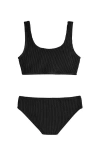 Limeapple Kids'  Crinkle Square Neck Two Piece Swimsuit In Black