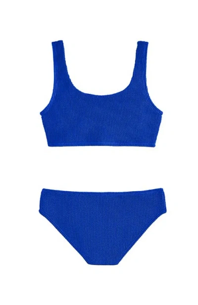 Limeapple Kids'  Crinkle Square Neck Two Piece Swimsuit In Blue