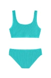 Limeapple Kids'  Crinkle Square Neck Two Piece Swimsuit In Blue