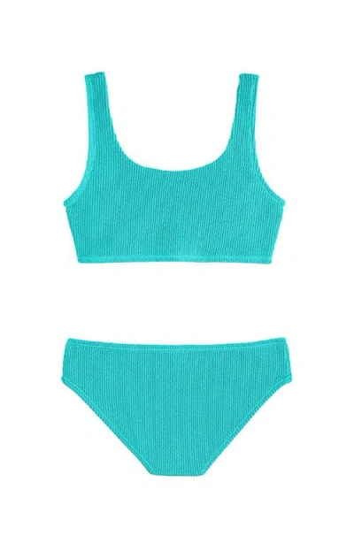 Limeapple Kids'  Crinkle Square Neck Two Piece Swimsuit In Blue