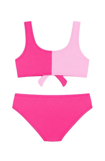 Limeapple Kids'  Crinkle Tie Bikini Swimsuit In Pink