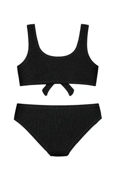 Limeapple Kids'  Crinkle Tie Two Piece Swimsuit In Black