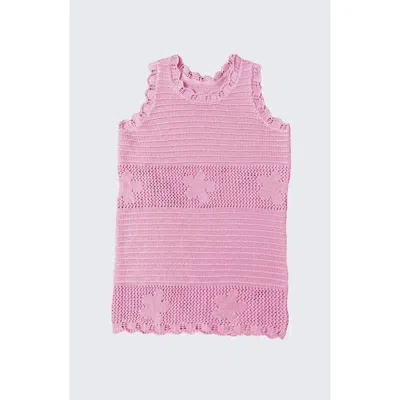 Limeapple Kids'  Floral Crochet Swim Coverup In Pink