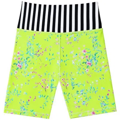Limeapple Kids'  Floral Printed Activewear Bike Shorts In Green