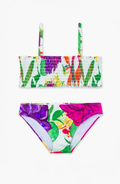 Limeapple Kids'  Floral Printed Smocked Bikini