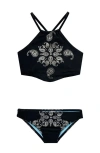 Limeapple Foil Printed Tankini Swimsuit In Black
