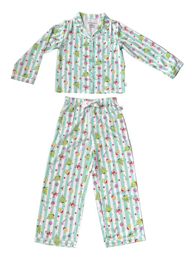 Limeapple Kids' Girl's Christmas Smiley Loungewear Set In Green In Multi