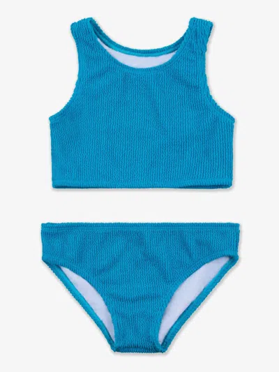 Limeapple Kids' Girl's Crinkle Two Piece Tankini Swimsuit In Ocean Blue