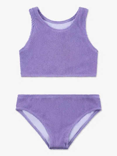 Limeapple Kids' Girl's Crinkle Two Piece Tankini Swimsuit In Periwinkle In Purple