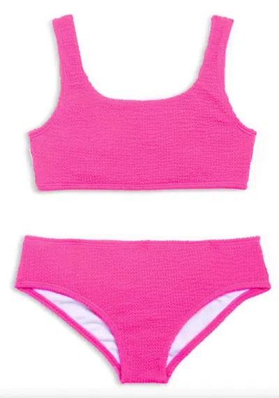 Limeapple Kids' Girl's Fay Crinkle Tankini Bikini Top In Fuchsia In Pink