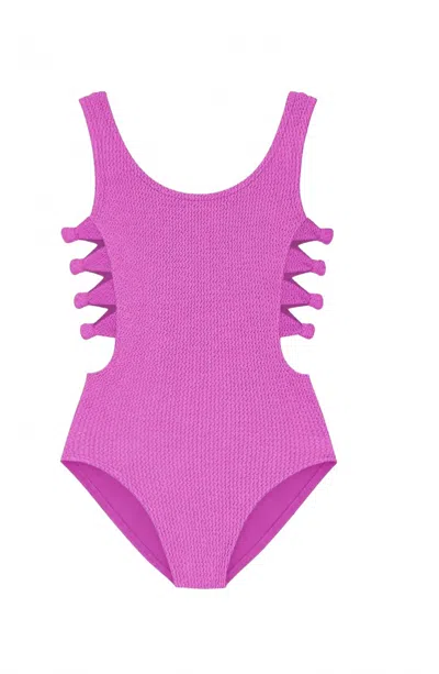 Limeapple Kids' Girl's Layla Cut Out One Piece In Orchid In Pink