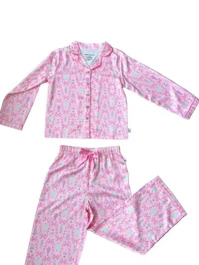 Limeapple Kids' Girl's Nutcracker Bows Loungewear Set In Pink