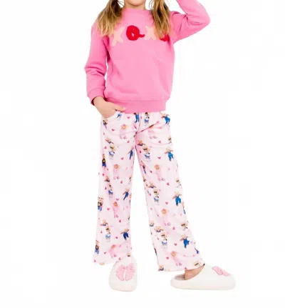 Limeapple Kids' Girl's Plush Loungewear Pant In Teddy Bear In Pink