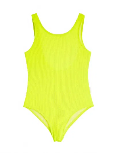 Limeapple Kids' Girl's Shayla Crinkle One Piece Swimsuit In Neon Yellow
