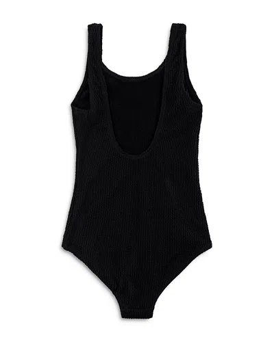 Limeapple Girls' Crinkle One Piece Swimsuit - Big Kid In Black