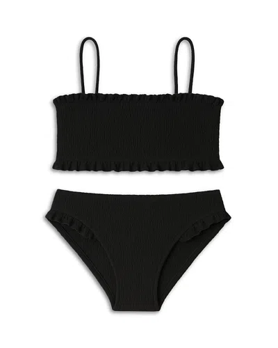 Limeapple Girls' Crinkled Ruffled Bandeau Two Piece Swimsuit - Big Kid In Multi