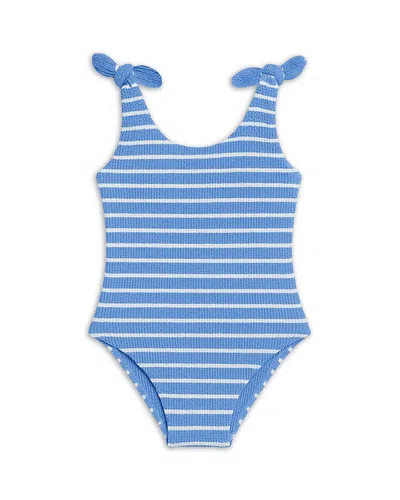 Limeapple Girls' Crinkled Striped One Piece Swimsuit With Bow Straps - Big Kid In Multi