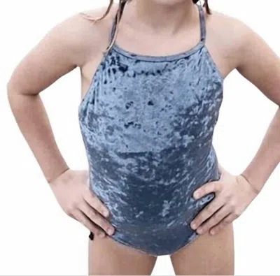 Limeapple Kids' Girls Crushed Velvet Tank Suit In Medium Blue