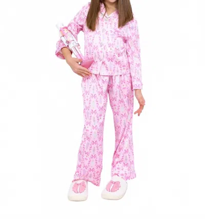 Limeapple Kids' Girls' Nutcracker Satin Pajama Set In Preppy Goose In Pink