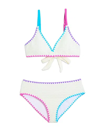 Limeapple Girls' Larissa Textured Two Piece Swimsuit - Big Kid In White