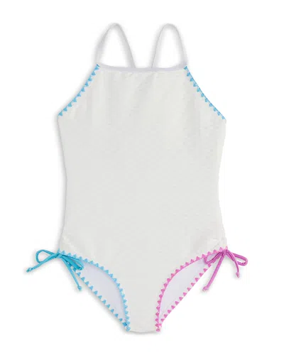 Limeapple Girls' Sari Textured One Piece Swimsuit - Little Kid, Big Kid In White