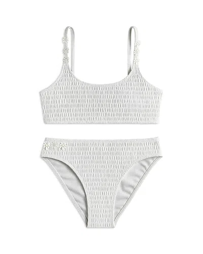 Limeapple Girls' Smocked Two Piece Swimsuit - Big Kid In Gray