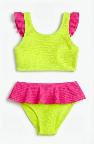 Limeapple Babies'  Infant Crinkle Ruffle Bikini In Green