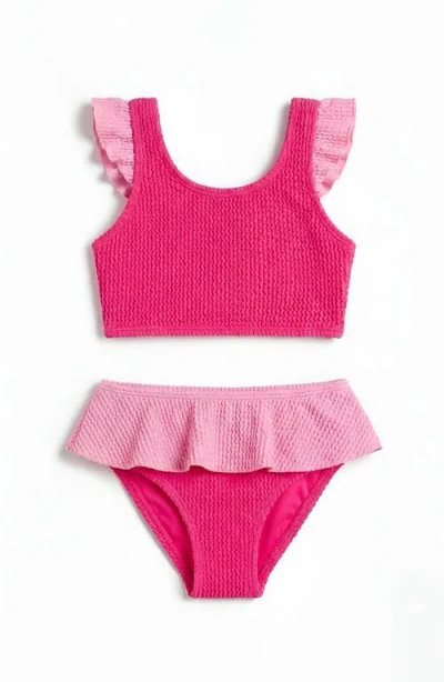 Limeapple Babies'  Toddler Crinkle Ruffle Bikini In Pink