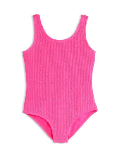 Limeapple Kids' Ester Crinkle One Piece Swimsuit In Pink
