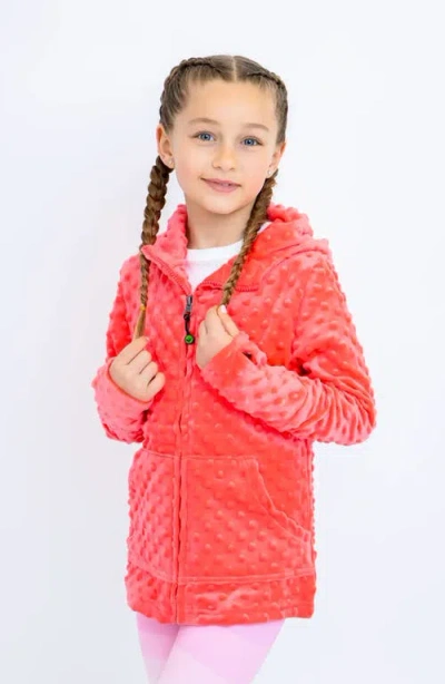 Limeapple Kids'  Minky Bubble Zip Hoodie In Red