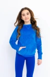Limeapple Kids'  Minky Crewneck Sweatshirt In Blue