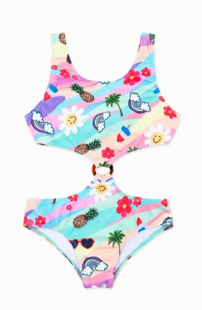Limeapple Kids'  Multicolor Printed Cutout One Piece