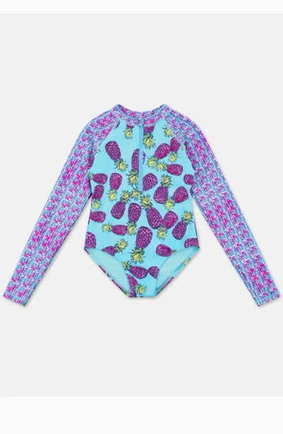 Limeapple Kids'  Pineapple Printed Long Sleeve Rashguard One Piece