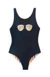 Limeapple Reversible Striped One Piece Swimsuit In Blue