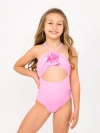 Limeapple Rosette Halter One Piece Swimsuit