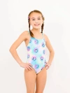 Limeapple Smiley Face Printed One Piece Swimsuit