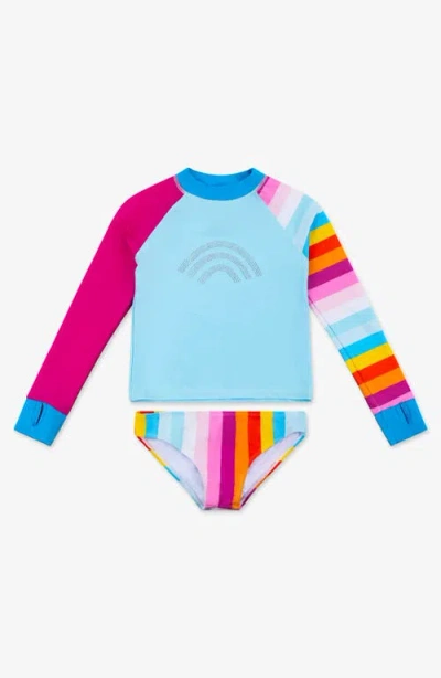 Limeapple Kids'  Stripe Rhinestone Rashguard Set
