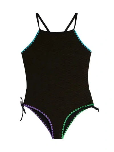 Limeapple Kids'  Textured Embroidered One Piece Swimsuit