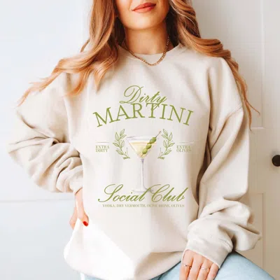 Limeberry Designs Dirty Martini Social Club Crew Sweatshirt In Ivory In Neutral