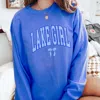 Limeberry Designs Lake Girl Comfort Crewneck Sweatshirt In Flo Blue In Blue