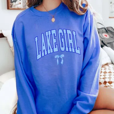 Limeberry Designs Lake Girl Comfort Crewneck Sweatshirt In Flo Blue In Multi