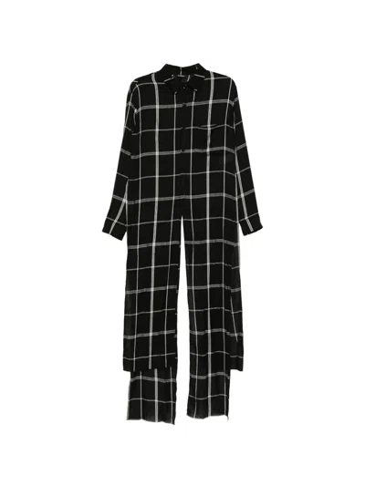 Limi Feu Check-pattern Front-slit Shirt In Black